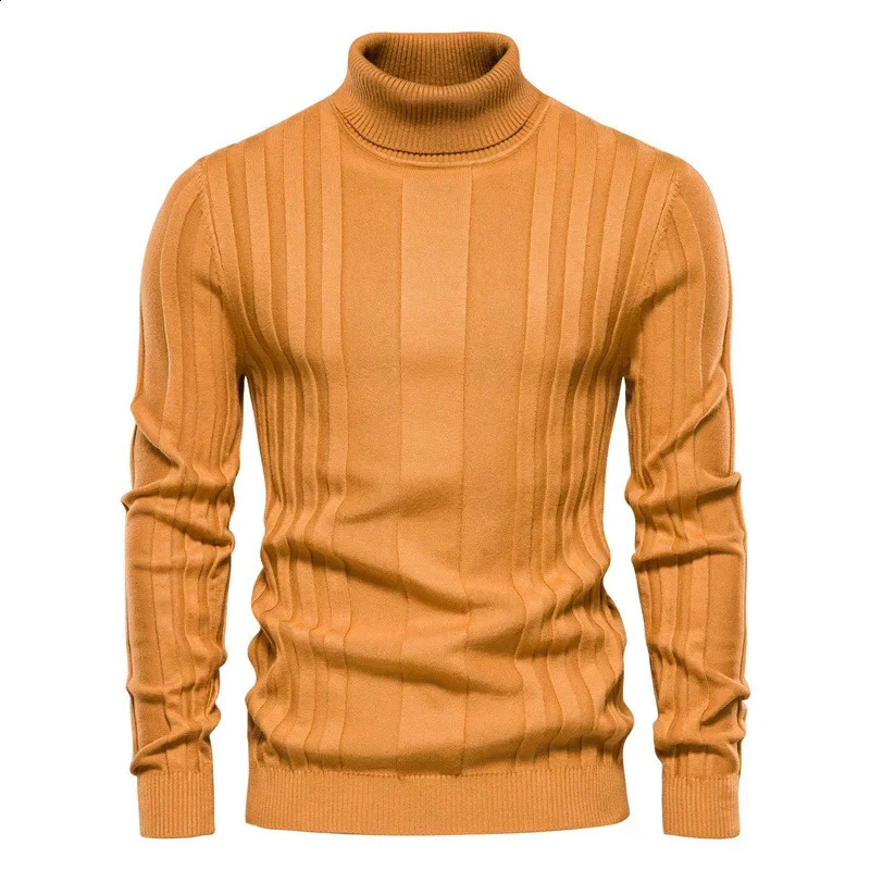 Mens Turtlenecks sweater Knitwear Pullover solid color long sleeved striped sweater Mens casual day multi-color sweater S-XXL 240824