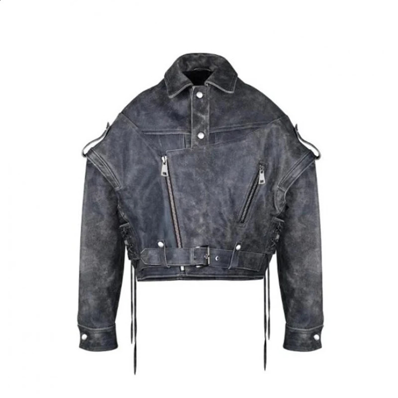 Womens woven leather coat synthetic leather motorcycle jacket classic black ultra-thin short zipper coat summer streetwear 240826