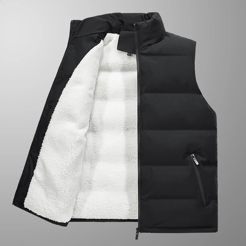 Autumn And Winter Thickened Down Jacket Casual Sleeveless Collar Big Yards Padded Vest High-Quality Warm Mens Clothing 240824