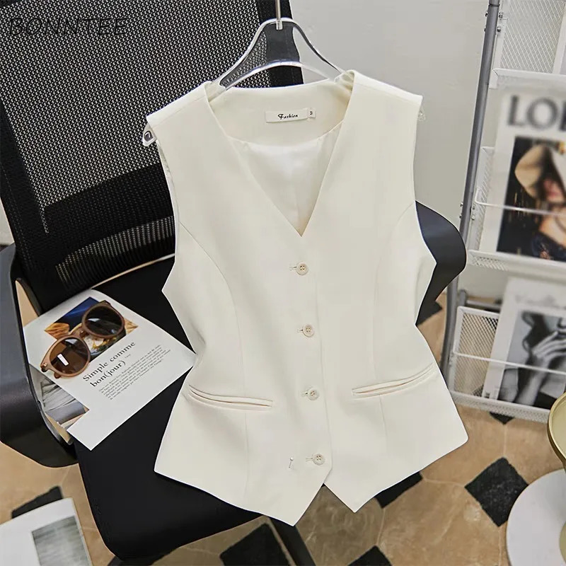 Vest superposition slim fit chic été tendance allmatch solide harajuku coréen fashion bureau dame profession style 240826
