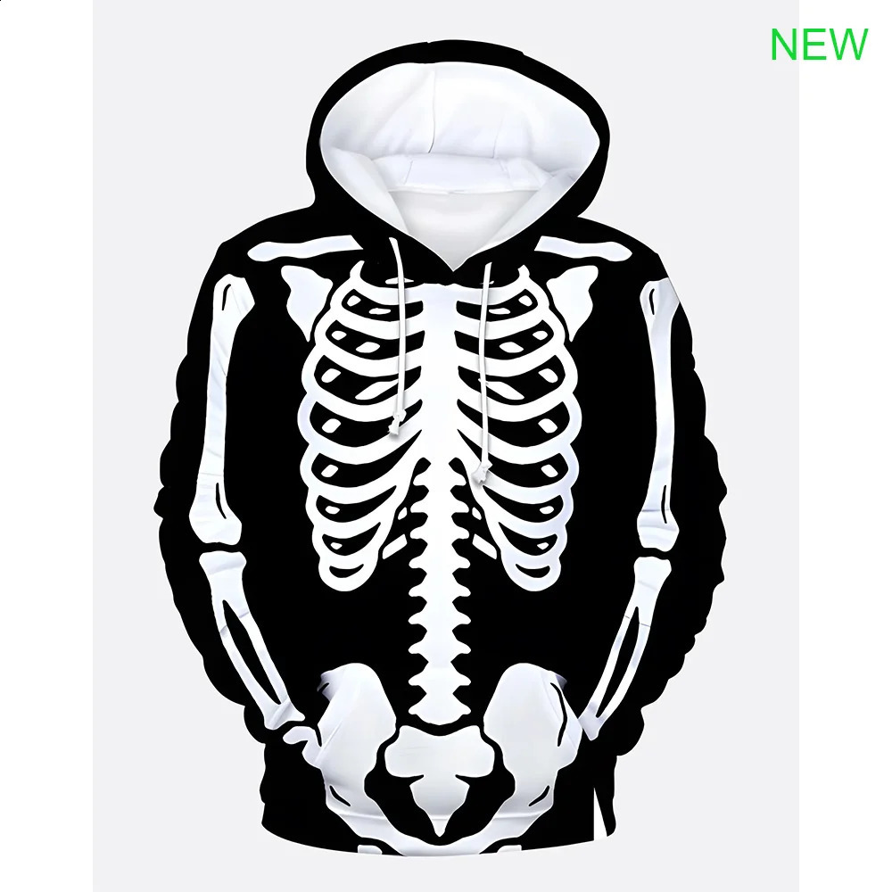 Adult Halloween Grabbing Fun Skeleton Mens Casual Fashion Multi purpose Digital 3D Printed Hooded Sweater 240826