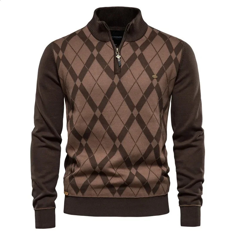 Pull pour hommes d'hiver avec demi-col ferme à feuille à manches longues à manches longues et à floral pour hommes de haute qualité.