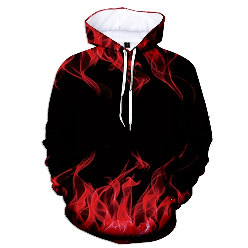 Fashion Trend Mens Casual Hoodie 3D Digital Printing Flame Nylon Hoodie Size Up 240824