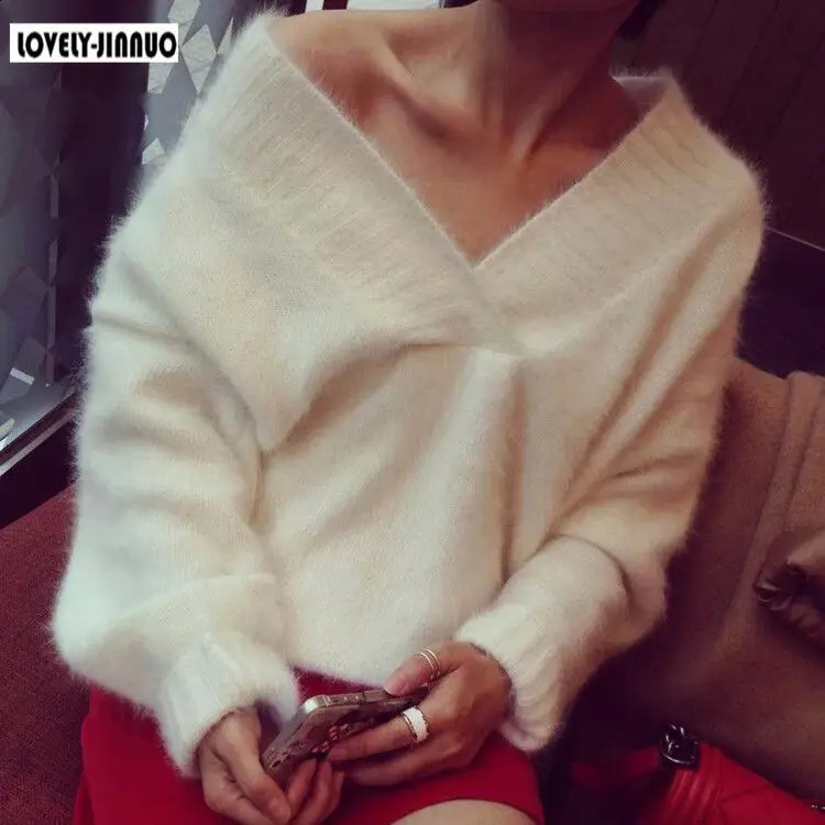 100% Genuine mink cashmere sweater womens Plush pure mink sweaters pullovers sweater basic coat JN214 240826