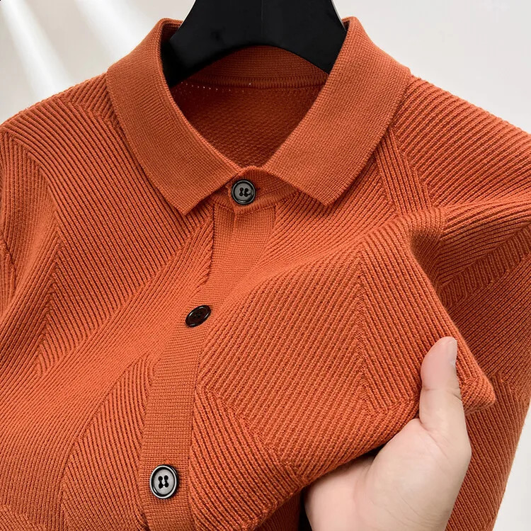 Cardigan chaud à manches longues pour hommes, pull élastique de couleur unie, tricoté de haute qualité, tenue décontracté au quotidien.240824