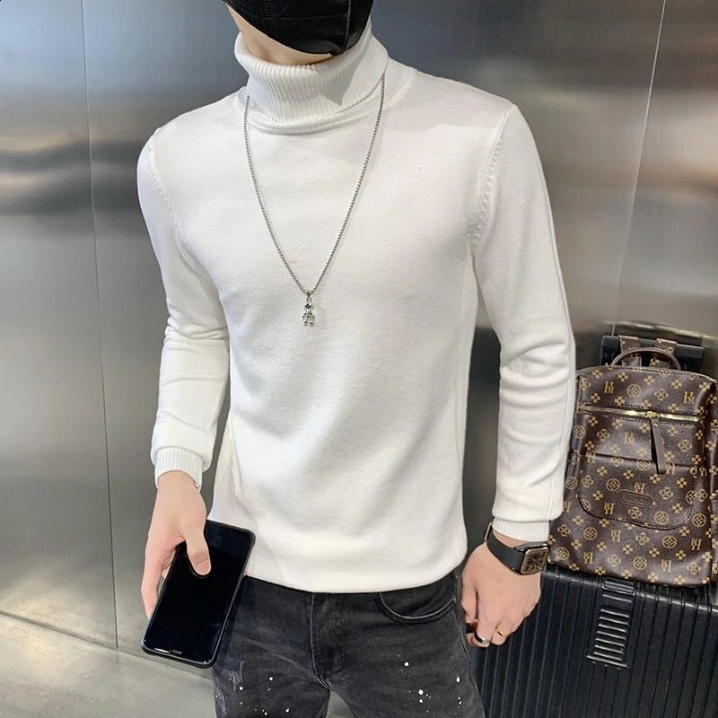 Mens Turtle Neck Sweater and Zipper Winter Casual Solid Knitted Turtle Neck Wool Sweater Fashion Mens Zipper Mens Sweater S-3XL 240824
