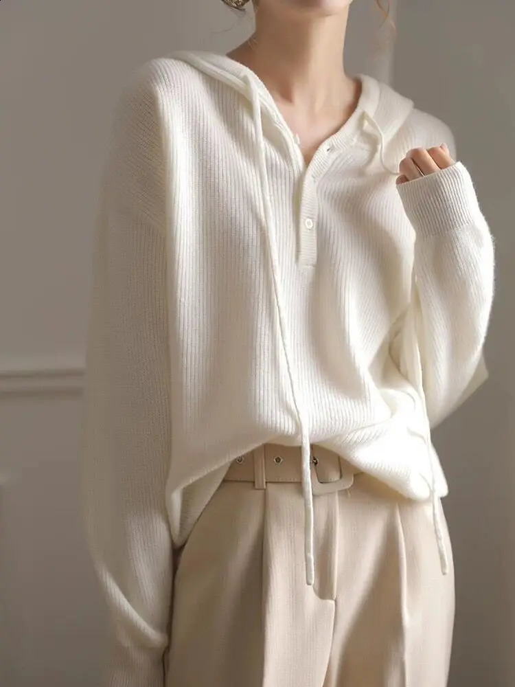 Long Sleeve Women Cashmere hoodie Autumn and Winter Hooded cashmere sweater Cashmere Sweater Women 240824
