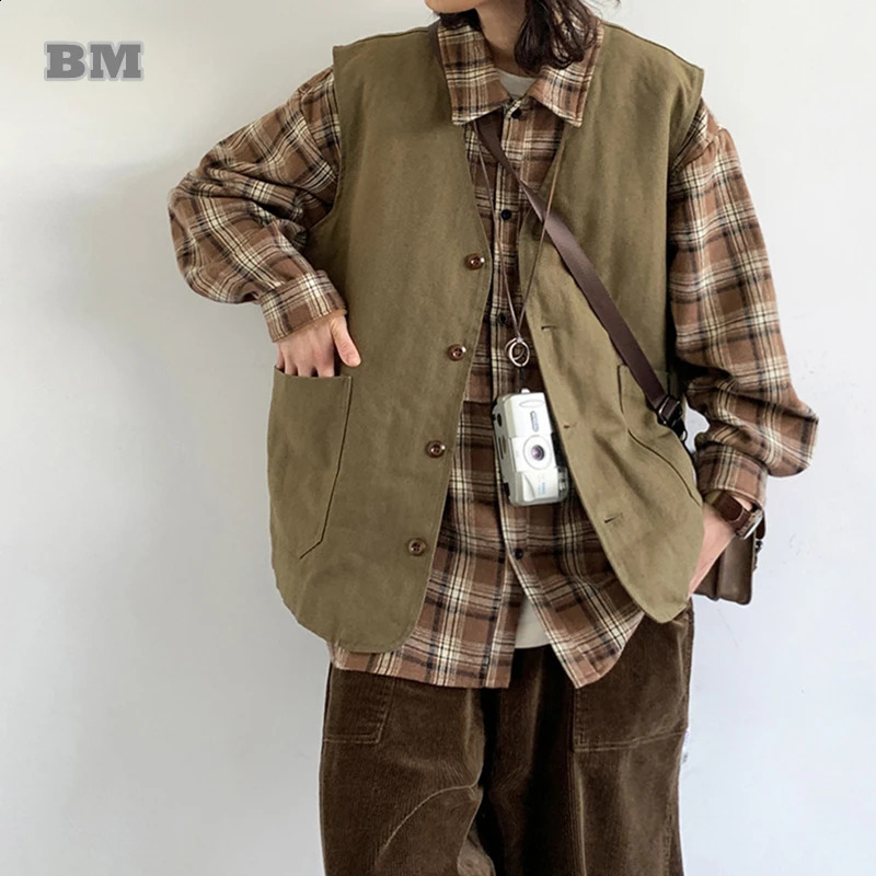 Japanese Streetwear High Quality Waistcoat For Men Women Korean Trend Vest Harajuku Casual Sleeveless Jacket Male Clothes Coat 240826