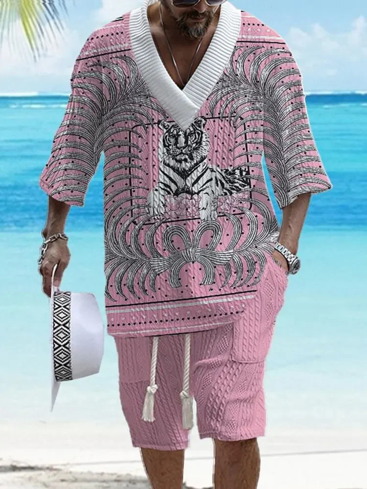 2024 pour hommes Set Summer 3D Imprimé pour hommes en liberté plus taille décontractée pour demi-manche T-shirt en deux pièces Livraison gratuite