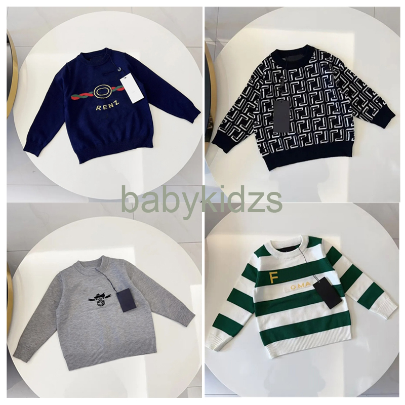 Kids Sweater Cardigan Winter Warm Boy Girls Knitted Sweatshirts Baby Hoodies Fashion Letter Hooded Sweaters Size 2-12 year-image-1014877946