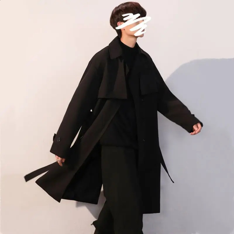 Spring Autumn Men Coats Korean Style Streetwear Male Loose Solid Color Classic Trench Coat High Quality Mens Windbreak Q573 240826