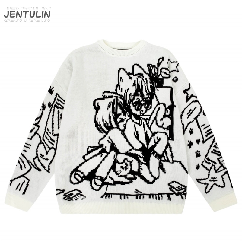 Retro Cartoon Knitted Womens Sweater Winter Casual Extra Large Mens Fashion Street Clothing Top Harajuku Pullover Y2k Clothing 90s Gothic 240824