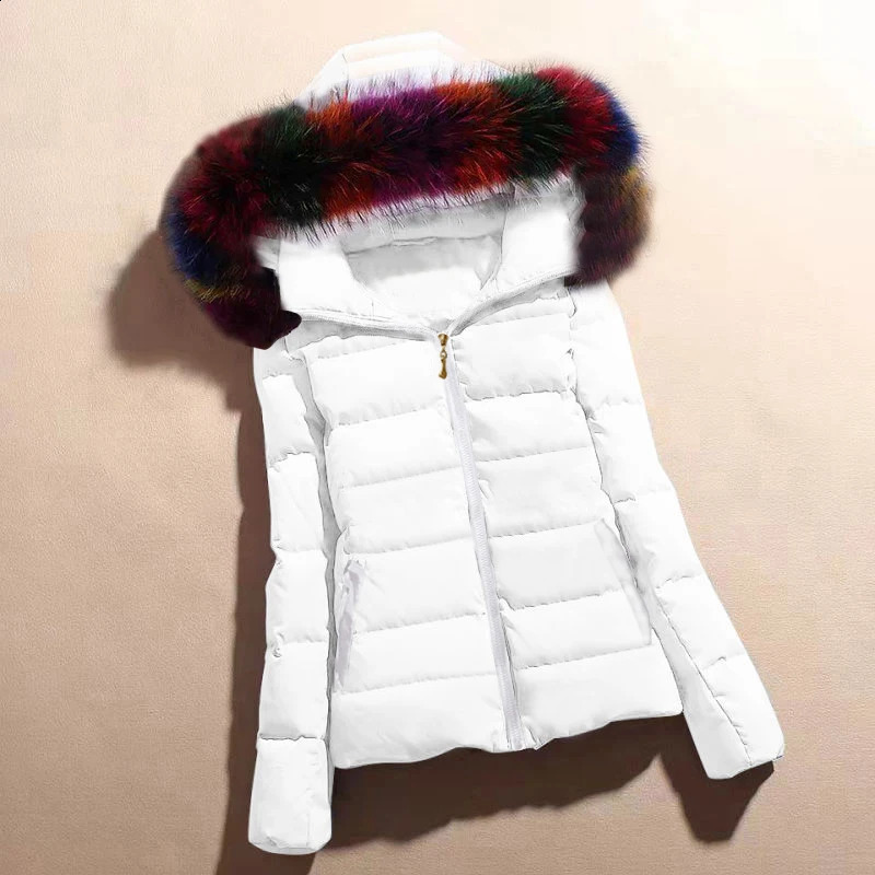 2024 winter womens Parka short jacket cotton jacket ultra-thin casual thick hooded zipper womens jacket Parkas 240826