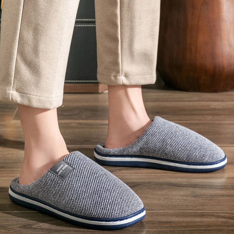 2024 Trend Men Slippers Winter Warm Cotton Slippers Male Flats Soft Non-slip Slides Household Indoor Slippers Large Size 40-51 240819