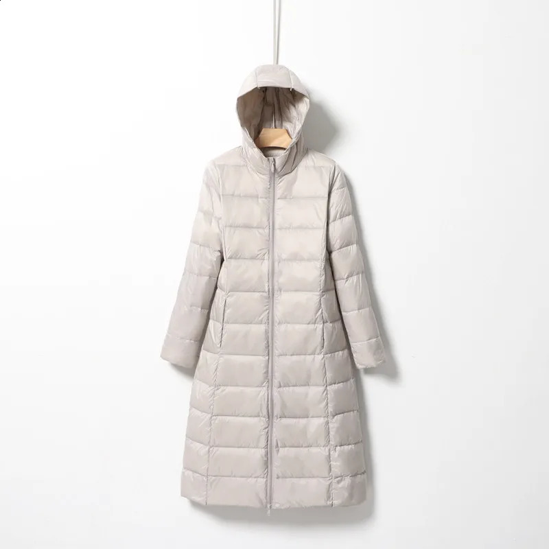 Women Hooded Long Puffer Jackets 2024 Arrivals 90 White Duck Down Autumn Winter Ultra Lightweight Keep Warm Coats 240824