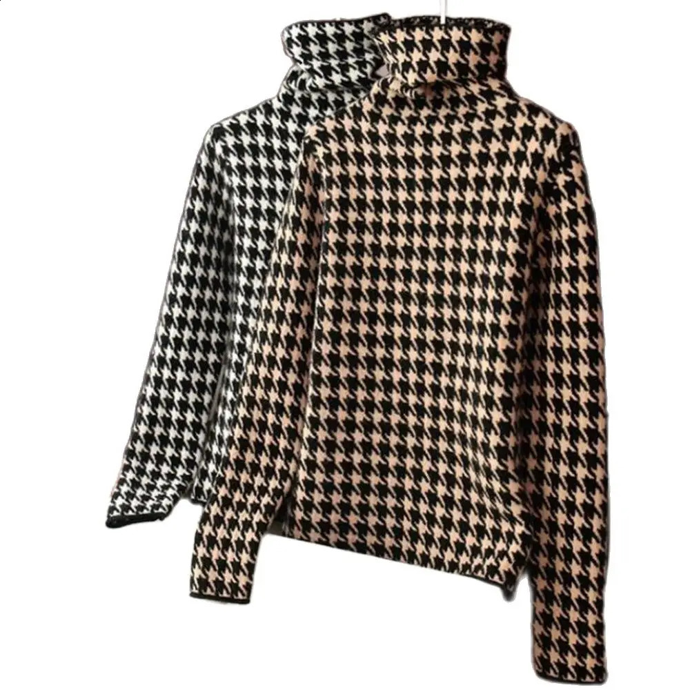 Poulable de cou épais à pas de chasse Femmes 2024 Automne et d'hiver Article Retro Retro Casual Casual Treater Bottom Pull 240826