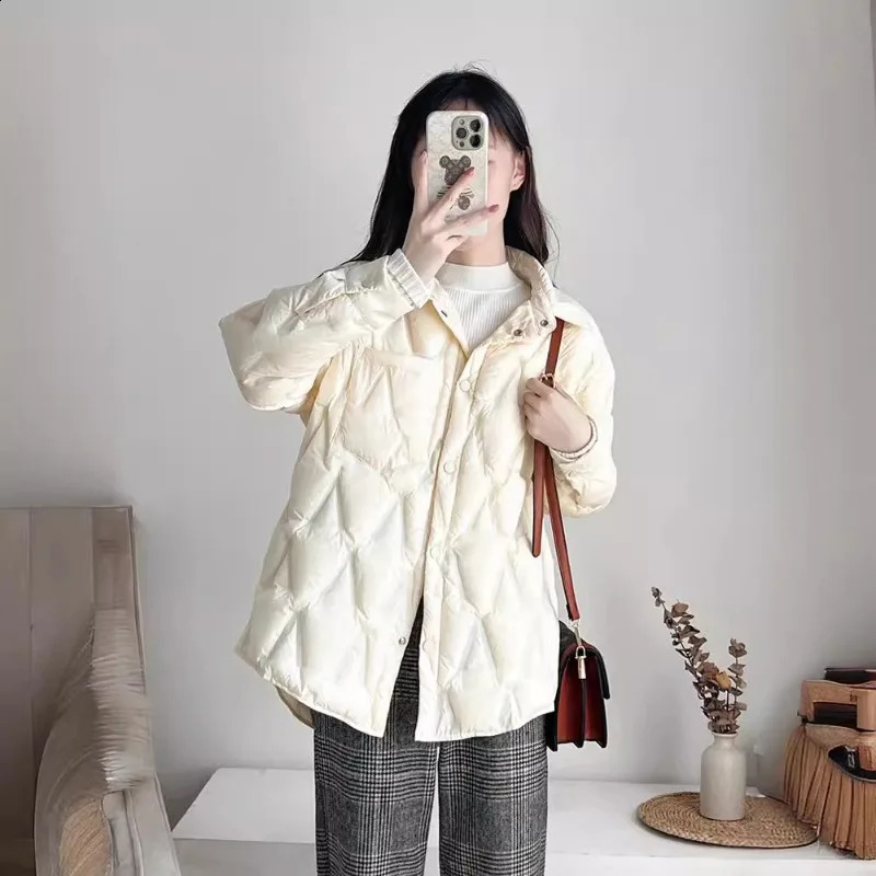 Arrives Spring/Summer Womens Winter Jacket Down Jacket Womens Casual Loose Ultra Thin Literary Fan Coat 240930