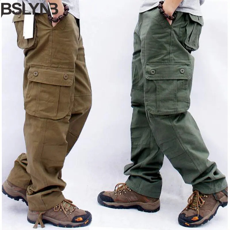 Fashion Mens Cargo Pants Military Pockets Tactical Pants Mens Outwear Straight Slacks Long Trousers Overalls Large Size 44 240824