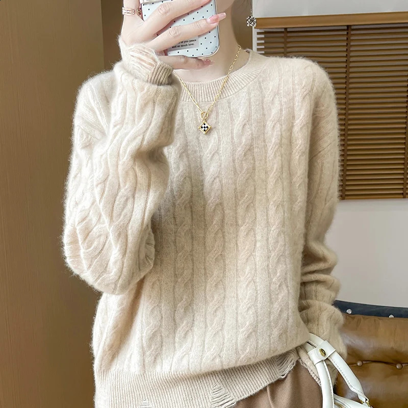 LDZWSM Women Wool Sweater Long Sleeve O neck Sweaters Solid Knitwear Pullover Female Tops Winter 240824