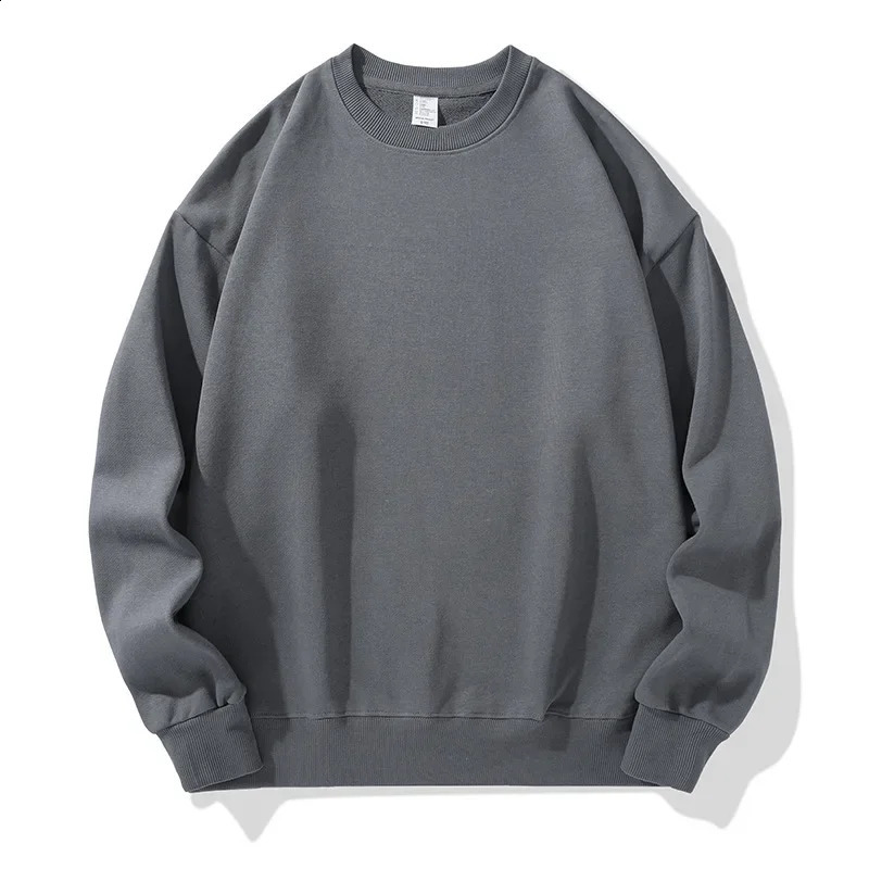 Solid Color Men/Women Sweatshirts Autumn Winter Casual Cotton Pullovers Hoodies Heavyweight Oversized Classic Knit Pullover 240826