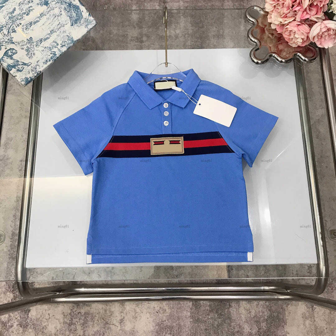 Brand kids POLO shirt high quality blue child t shirt baby T-shirt Size 100-150 summer boy Short sleeve Cotton girl lapel tees-image-1024074834
