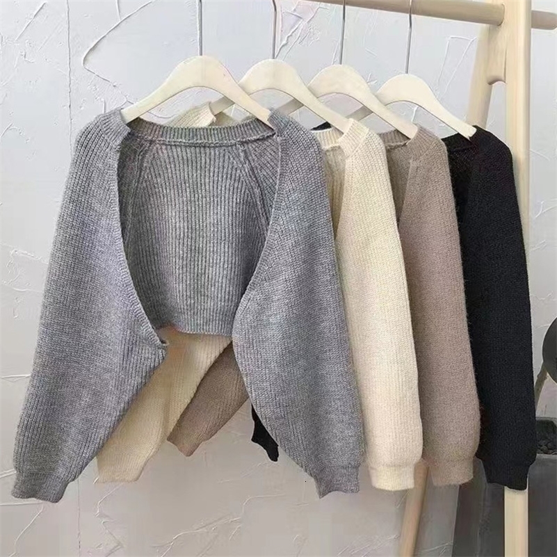Women Autumn Versatile Knitted Short Cardigan Sweater Shawl Korean Fashionable Womens Top y240824