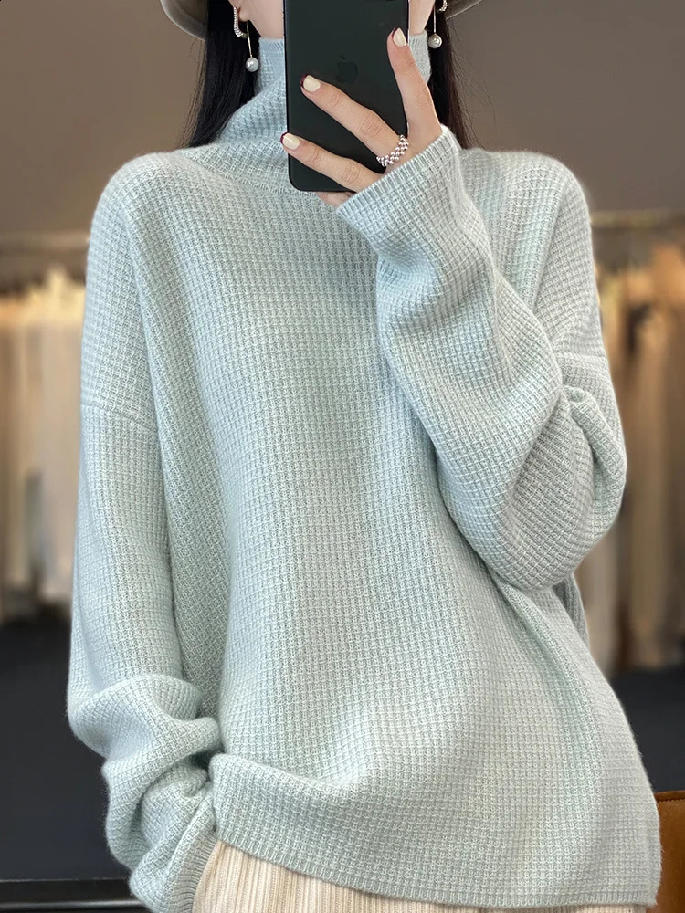 Automne et hiver en cachemire pour femmes Pull ordinaire à collier avec fleur de traction lâche 100% coton tricoté et haut confortable 240826