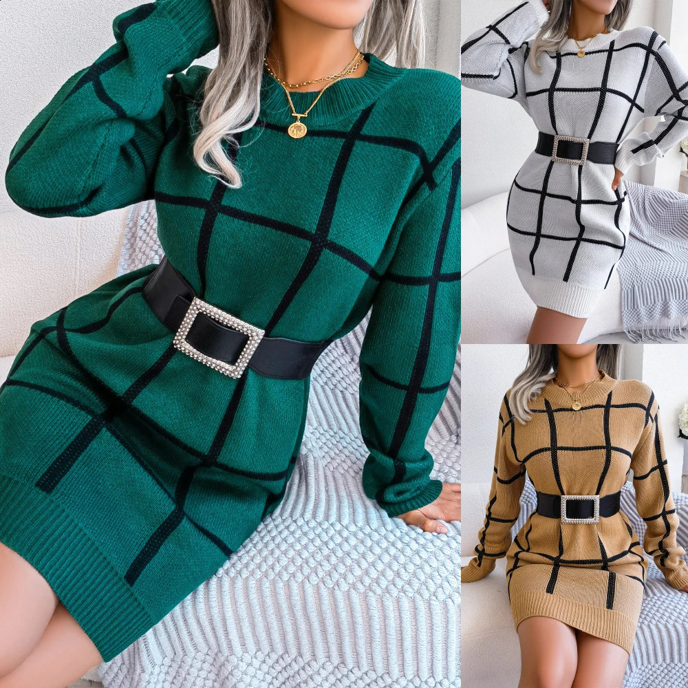 S m l blanc vert tricot en tricot pull mini-robe robe à la mode et élégants femmes de jupe courte de jupe 240826