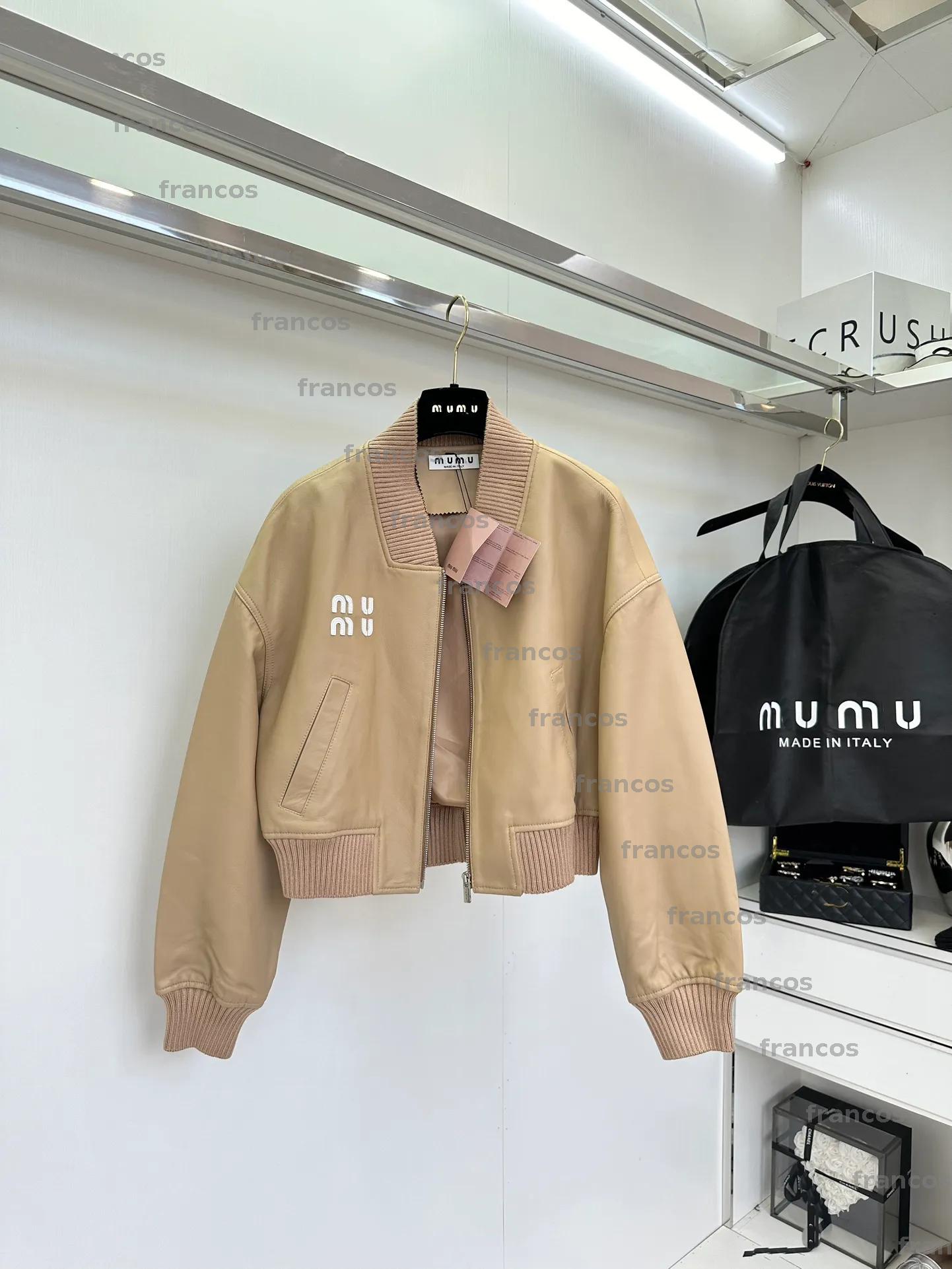 Veste en cuir courte Mabille en cuir pour femmes Brand de créateur italien Classic Alphabet Embroderie de moto mouton Motorcycle Fashion Street Y
