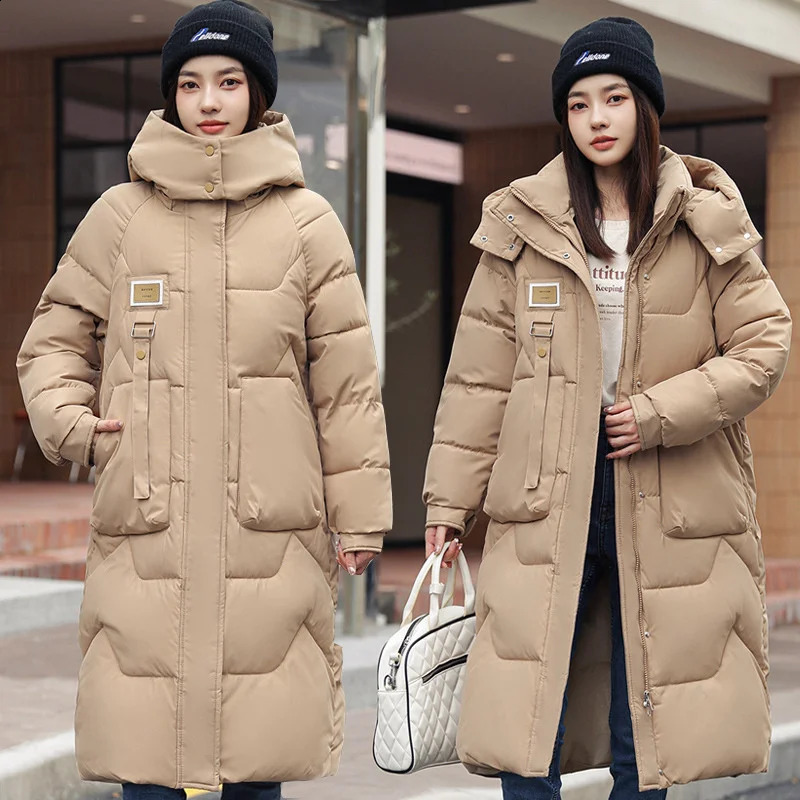 2023 Winter Women Jacket Long Parkas Female Down Cotton Hooded Overcoat Thick Warm Jackets Windproof Casual Student Coat y240824