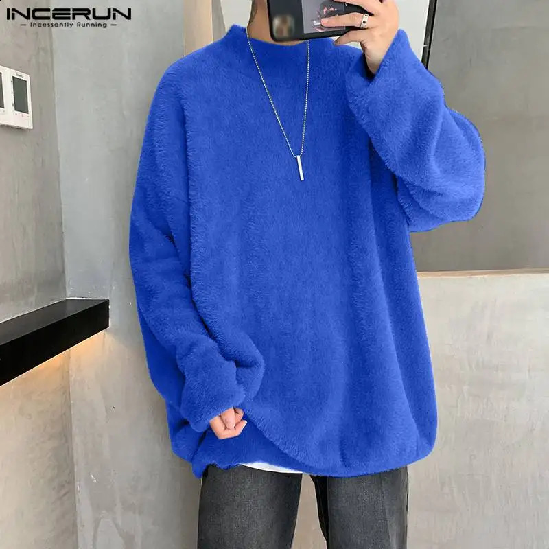 S-5XL Mens Long Sleeve Turtle Neck Wool Coat Warm Sweater 240824
