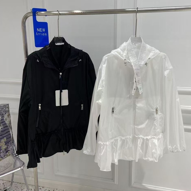 Veste femme concepteur sweat à capuche corset sunbreaker slim ceinture à volants en dentelle A-line veste fine manteau numérisable top de protect