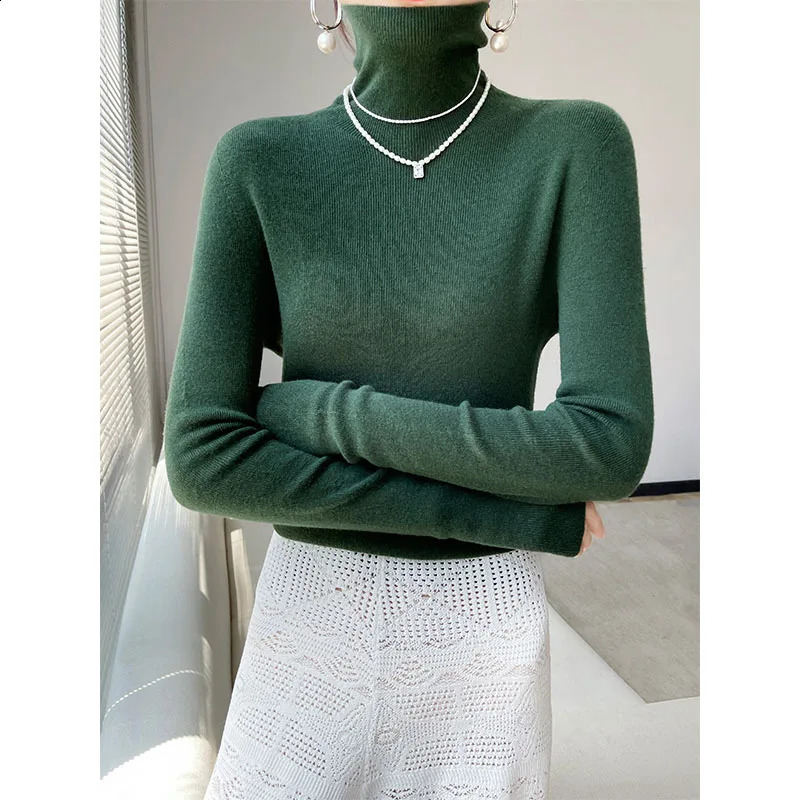 Pulllateurs à ajustement Slim Slim 100% purs purs en tricot de laine purs pull-en-feu les vêtements doux à fond 240826