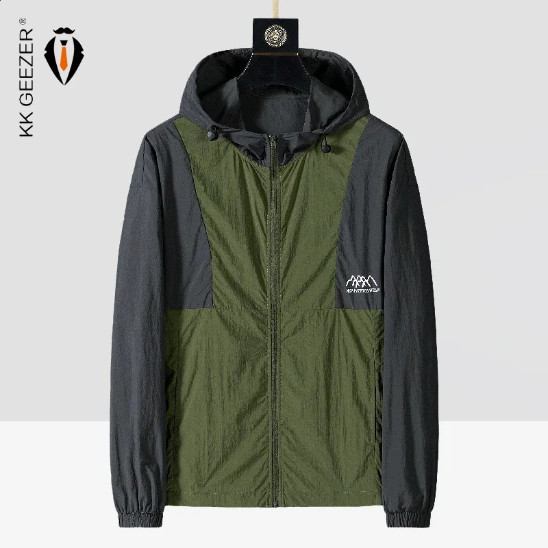 Men Coat Sun UV Quick Dry Splicing Protection Plus Size Jacket Hooded Soft Unisex Light Breathable Outdoor Summer Waterproof 240826