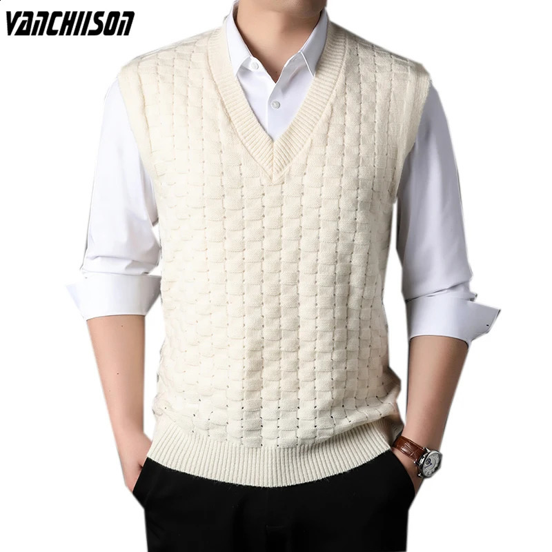 Hommes rétro vintage en laine en tricot et gilet de cou de cou de cou de cou de couches basique pour le pull d'hiver d'automne pull vestime mascu