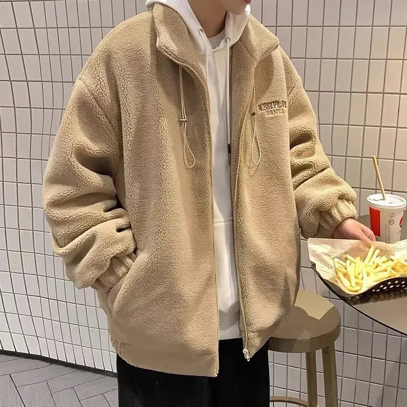 Mens thick cotton coat winter wool jacket casual loose suitable for mens paddle jacket 240827