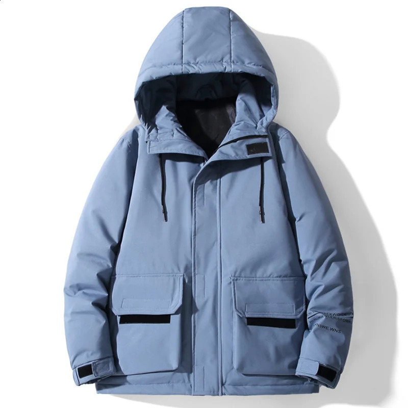 Winter jacket mens thick jacket mens duck down hooded fashion letter printing womens street inflatable machine 240826