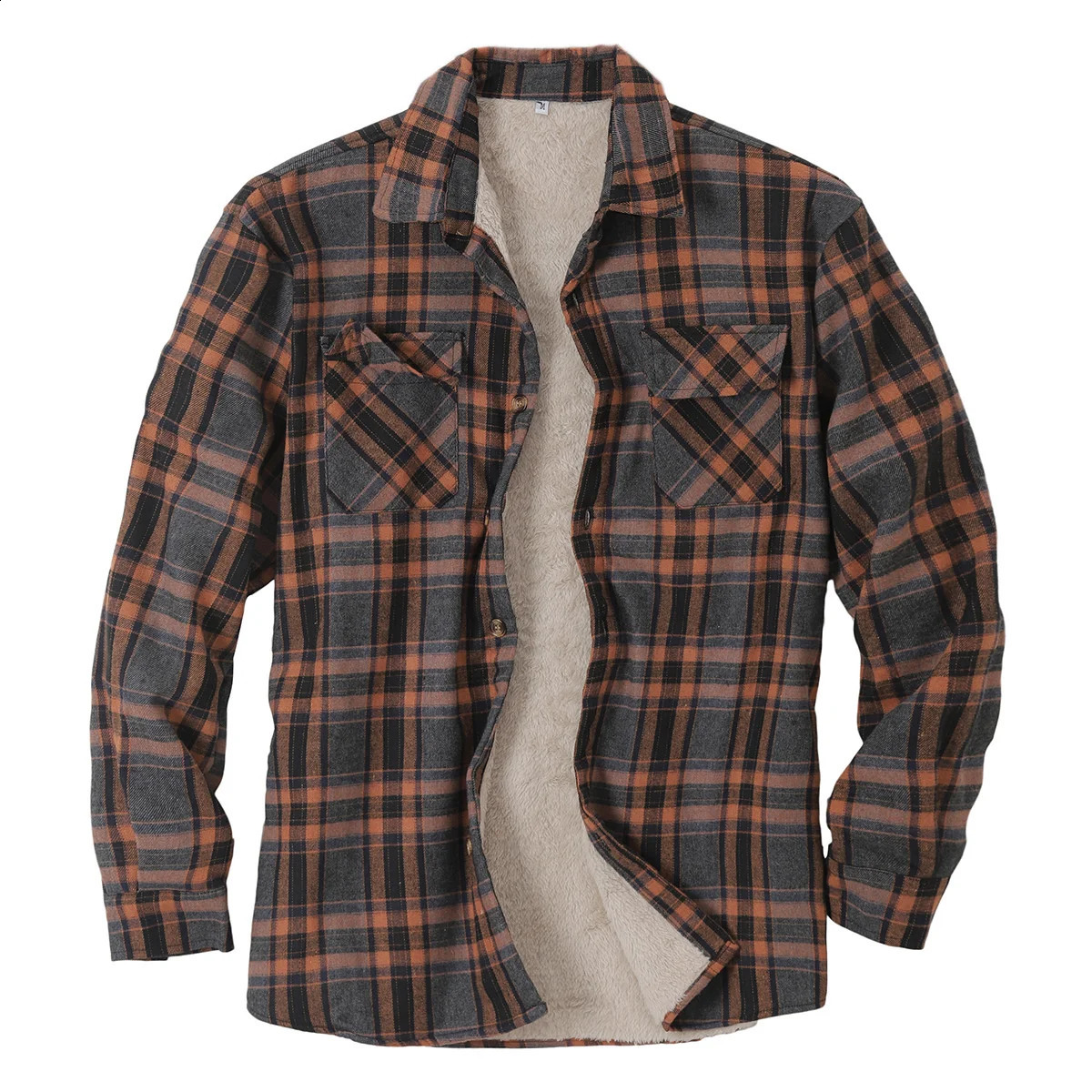 High quality mens plain flannel shirt thick jacket bedding lining long sleeves winter shirt cotton coat pocket Camilla de Hombre 240827