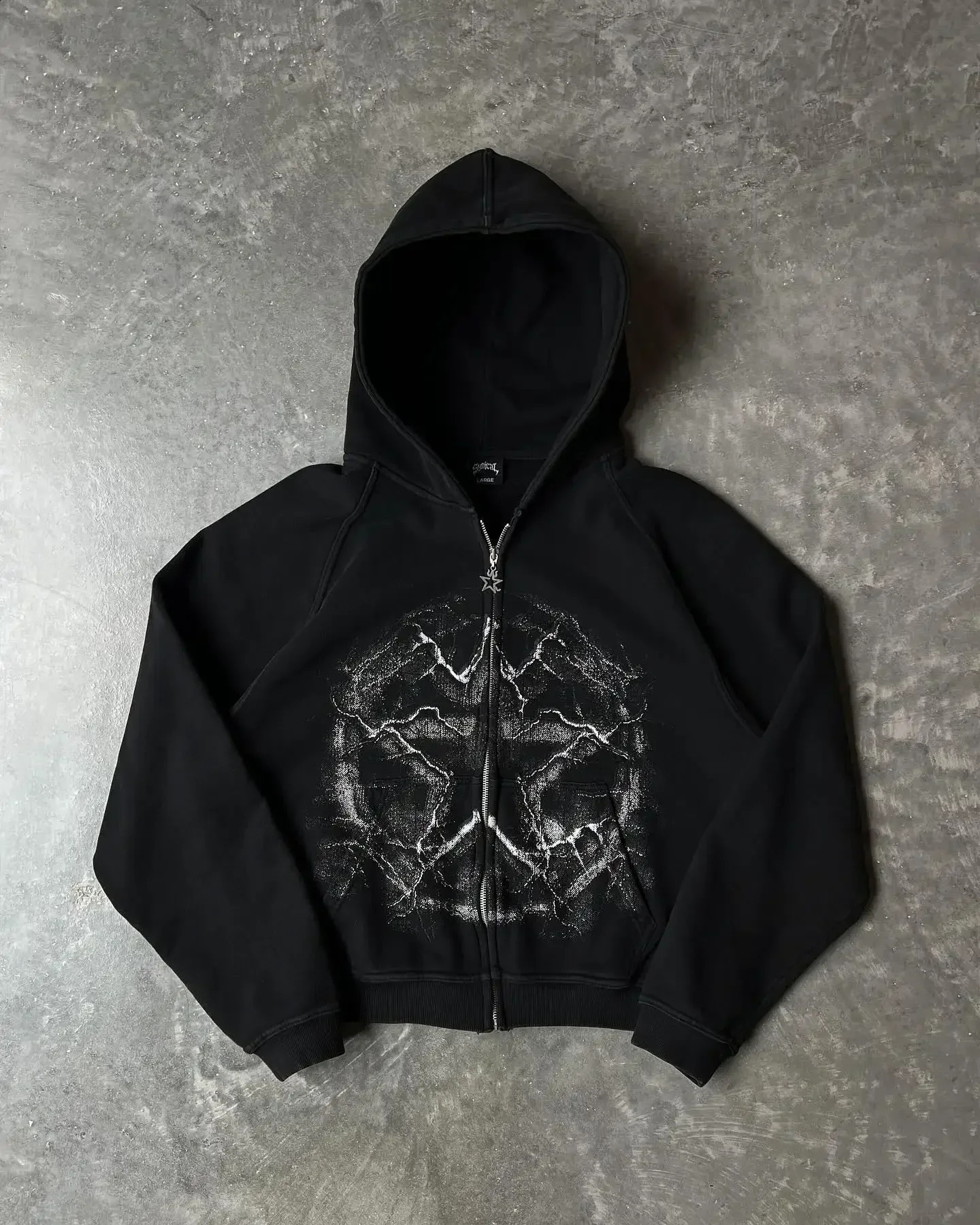 Y2K Hip Hop Pattern Personalized Printed Zipper Hoodie 2024 American Sports Sweatshirt Men and Women Top Oversized Hooded 240827