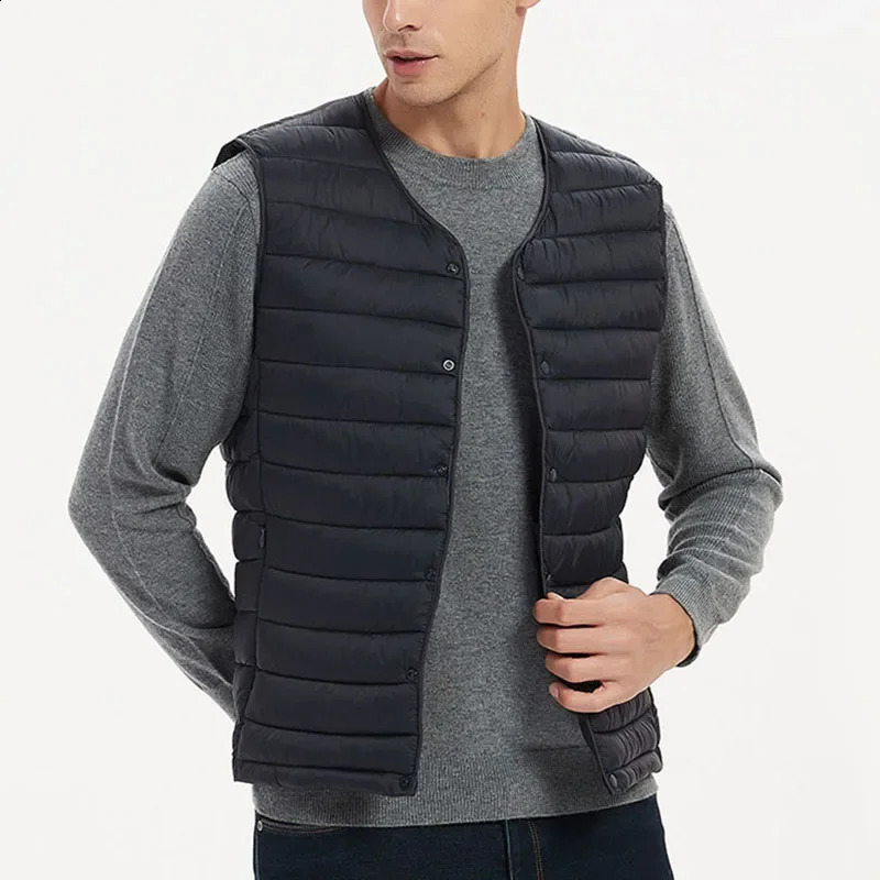 Hommes veste veste chaude d'automne hiver décontracté manteaux sans manches en coton gaiat couleur solide
