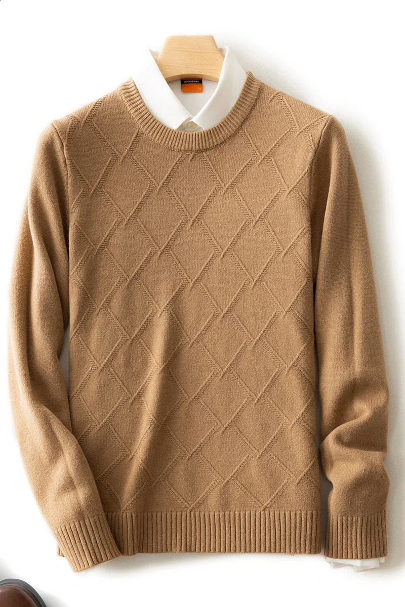 autumn and winter sweater mens diamond knitted sweater round neck fashionable casual floral mens business mens clothing 240827
