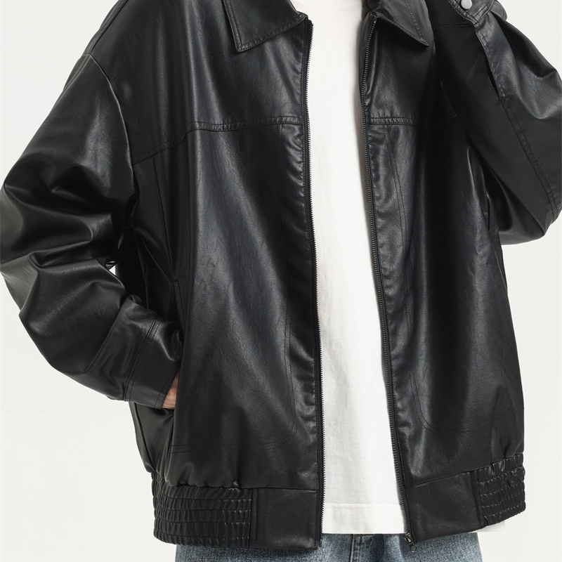 MENS CASUAL OUTDOOR PU LEATHER WATERPROOF WINDPROOF JACKET FOR SPRING AUTUMN y240826