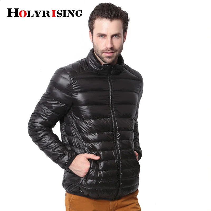 Holy Rising Ultralight Mens 90% White Duck Down Jacket Casual Winter Mens Coat Outdoor Collar Parka Coat S-4XL 18379-5 240826