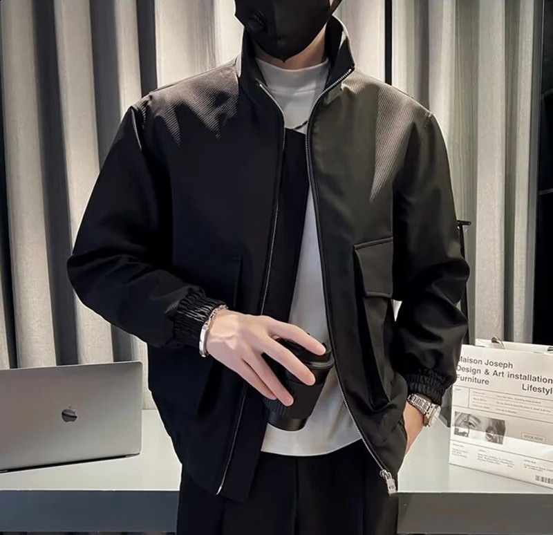 Autumn Stand Collar Outdoor Casual Coats Male Windbreaker Zipper Jackets Coats Men Clothes Winter Mens Fashion Jacket 240826