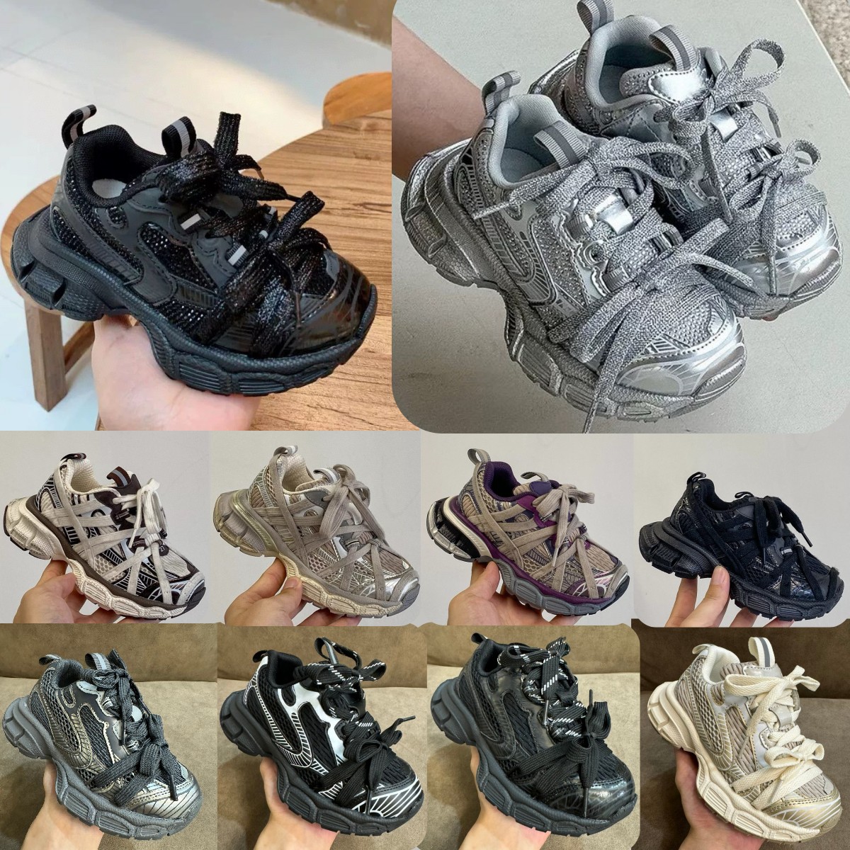 designer kids running shoes luxury 3XL Retro shoes childrens youth sneakers toddlers boys girls size EUR 26-35