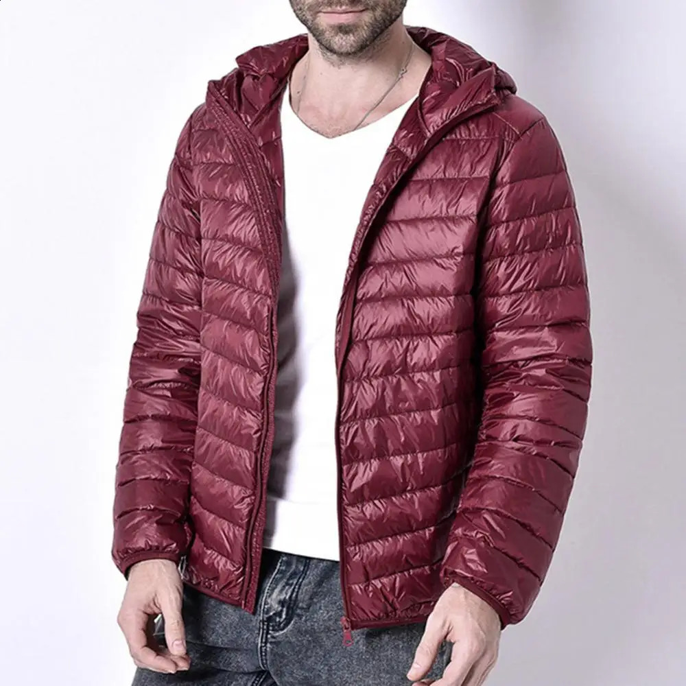 Colorful mens autumn fashion short inflatable jacket ultra light down jacket portable packaging down jacket 240826