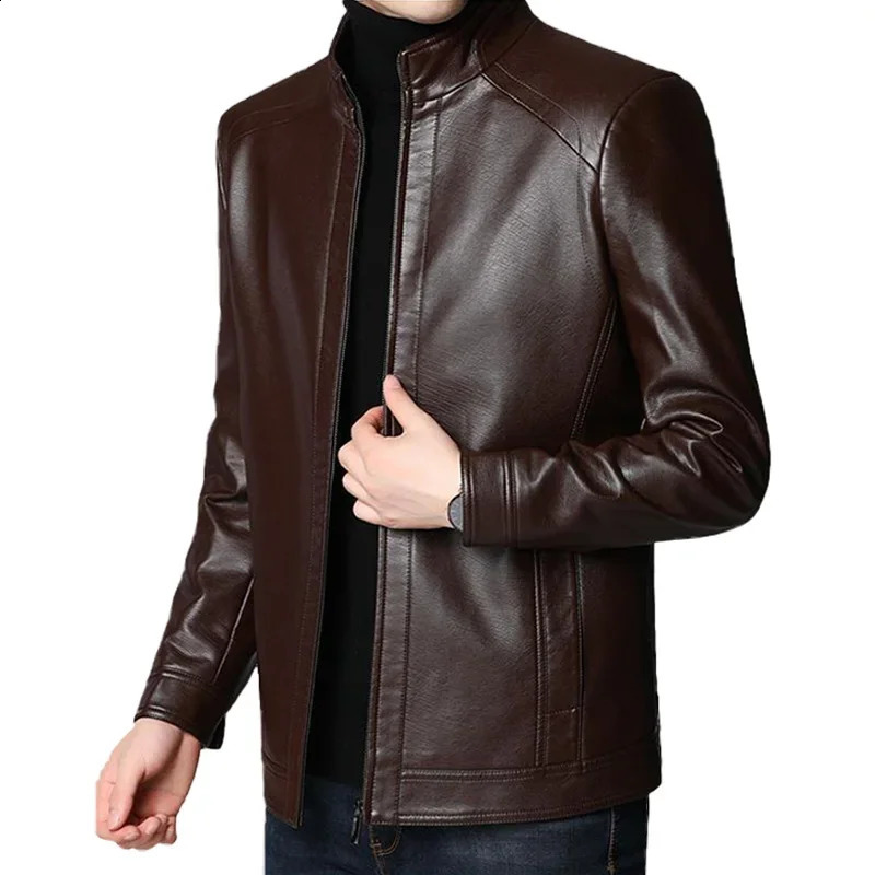 Mens automne long veste en cuir chaud manteau masculin hiver décontracté en anglais style vintage mode 240826
