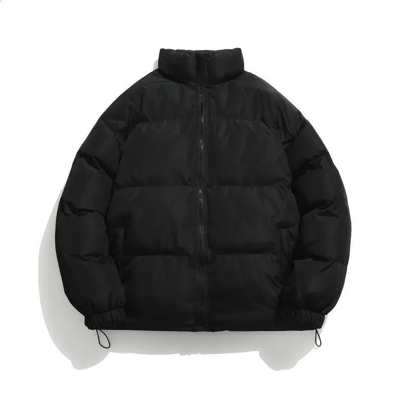 Winter thick warm jacket mens solid loose retro Parkas Coats mens stand up collar unisex puff womens jacket streetwear 240827