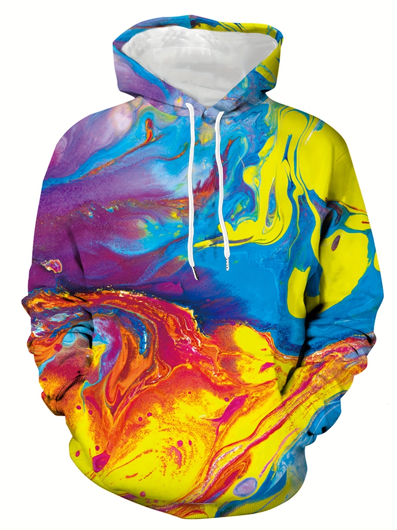 Colorful Geometry 3D Print Hoodies For Designer Men, Graphic Hoodie With Pocket, Comfy Loose Trendy Hooded Pullover, Mens Clothing For Autumn W