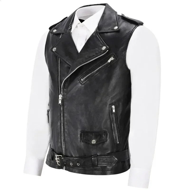 The Latest Mens Leather Vest Mens Motorcycle Jacket Men Vest Biker 240826